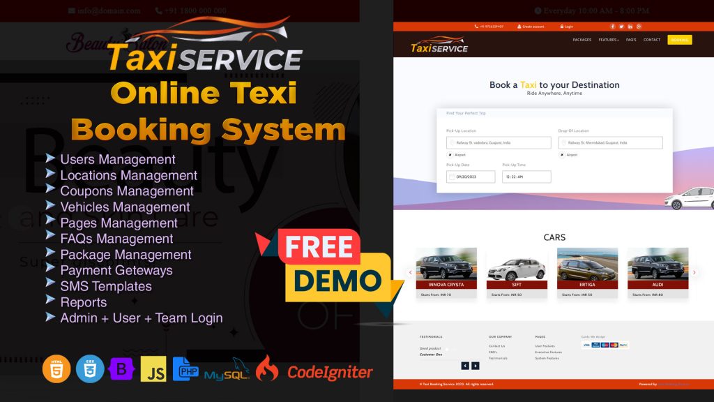 Online Texi Booking Service Website Designers & Developers in India